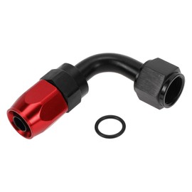 A ABSOPRO Male Flare Reducer Hose Fitting Adapter TF-1001-AN8 90° Fuel Line Connector Aluminum with O-ring Red,Black