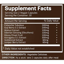 Natrition Kidney Care, Cistanche Tubulosa 240mg, Goji Berry 5:1 Extract, Walnut Extract 100mg, Siberian Ginseng 100mg, and Glossy Privet Fruit 100mg, 90 Easy Swallow Veggie Capsules, 1 Month Supply