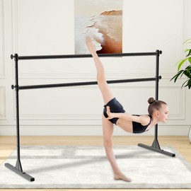 6Ft Freestanding Ballet Barre 10 Height Adjustable from 11 to 47 inch Ballet Bar 350 lbs Capacity Steel Portable Dance Bar Double Ballet Barre for Home Balle, Fitness, Workout and Stretch