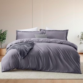 Hearth & Harbor King Comforter Set Grayish Purple, 8 Pieces Double Brushed Bedding Set, All Season Bed Set with Comforter, Duvet Cover, Sheets, Pillowcases & Shams