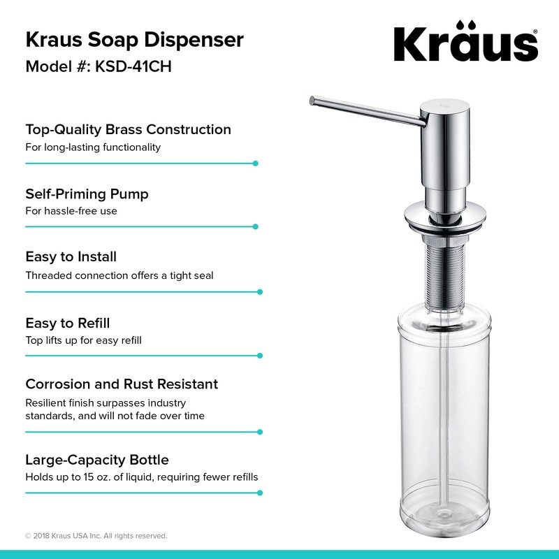 Kraus KSD-41CH Modern Soap Dispenser, Pack of 1, Chrome