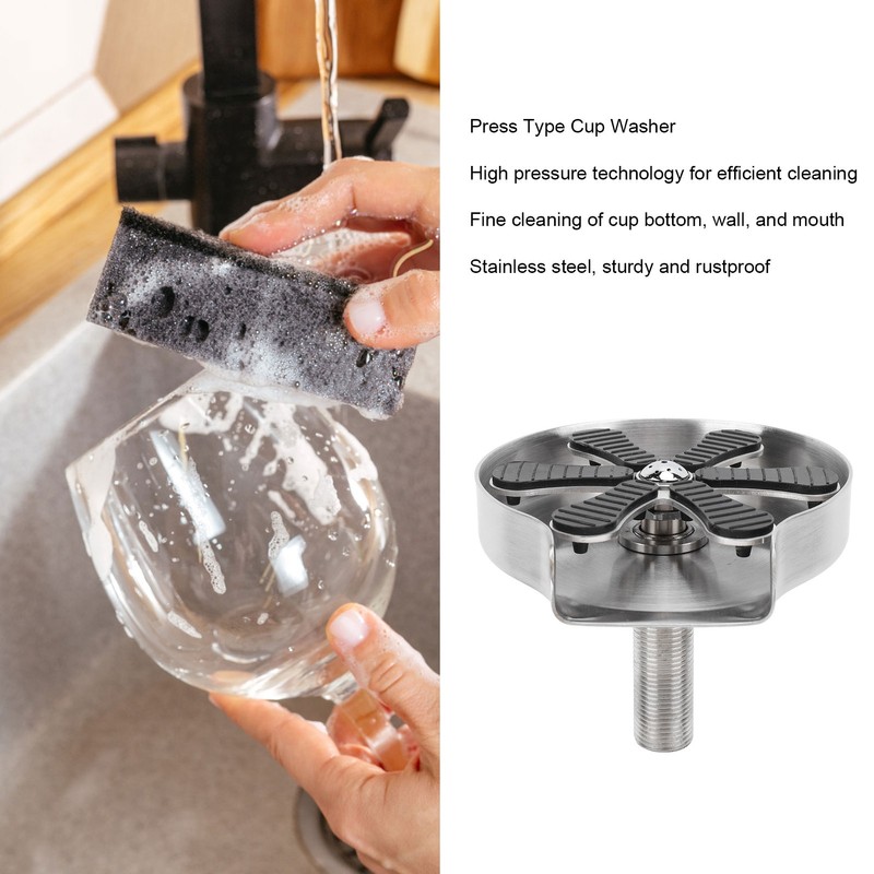 Automatic Cup Washer High Pressure Glass Rinser Press Type Stainless