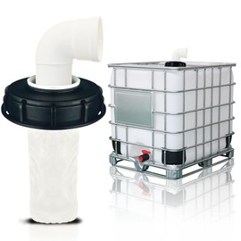 IBC Tote Cover,163 mm IBC Tote Adapter,IBC Tote Cover with Nylon Strainer,Rugged IBC Tote Cover for 275 Gallon Water Tanks,163mm Diameter Rainwater Collection System Fitting(90 °)