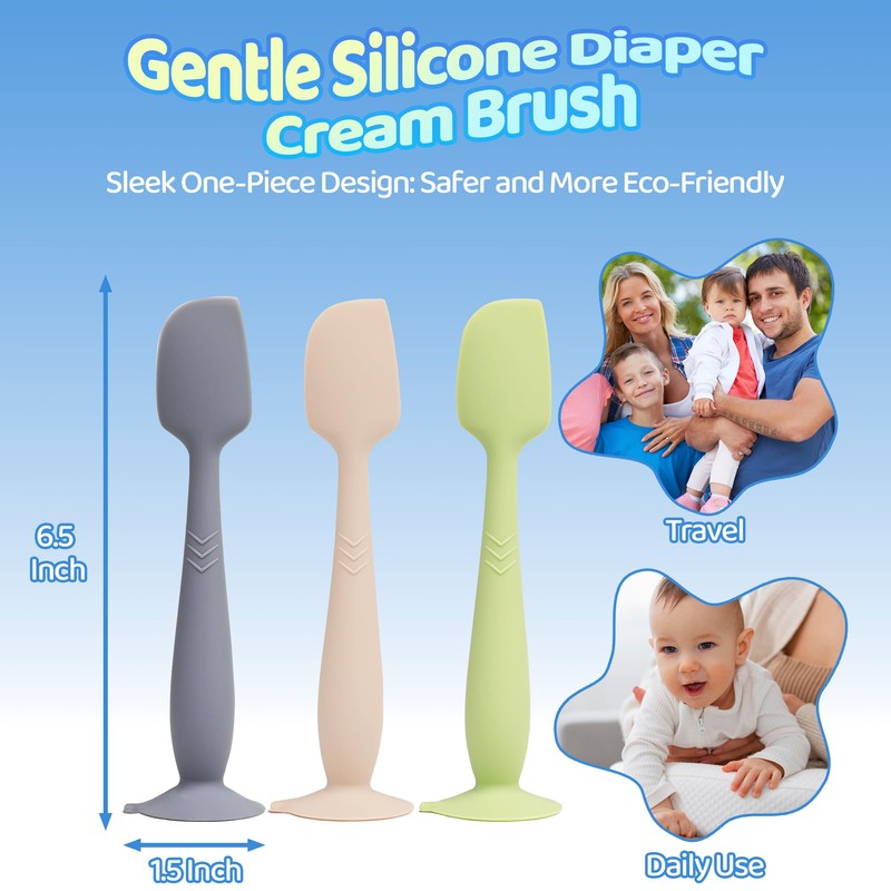 3-Pack Diaper Cream Spatula - Soft Silicone Butt Paste Spatula