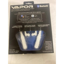 Vapor White Bluetooth Wireless Behind The Neck Headphones
