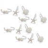 12-Pack of Beach-Themed Shower Curtain Stainless Steel Hooks, Decorative Seashell