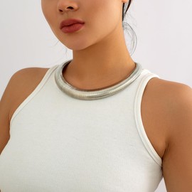 MOEEIJEW Chunky Gold Choker Necklace for Women Snake Chain Statement Necklace Cuban Link Collar Jewelry