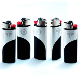 Kasher Classic Multi-Tool Lighter Case with Lighter - Lightweight, Durable Construction, Portable- Stainless Steel Accessory with Versatile Usage as Cutter for Opening Packages - Pack of 5 (Silver)