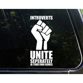 Sweet Tea Decals Introverts Unite Seperately in Your Own Homes - 3 3/4" x 8 1/2" - Vinyl Die Cut Decal/Bumper Sticker for Windows, Trucks, Cars, Laptops, Macbooks, Etc.