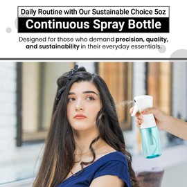 Continuous Mist Spray Bottle – Ultra Fine Mist for Hair Styling, Salon Use, and Versatile Applications – Ideal for Plants, Cleaning, and Travel – 5 oz Sky Blue Octagon Shape Empty Bottle