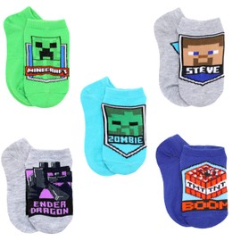 Minecraft Paquete de 5 calcetines de personaje, verde/jaspeado, talla M, Verde