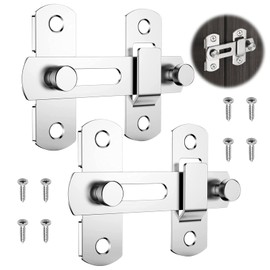 2 Stück Türriegel Edelstahl,Riegelschloss mit 4 Schrauben,Riegel Tür Edelstahl,Türriegel Edelstahl Riegelschloss Klein Schiebetür,Schloss Türschloss Flip Latch mit Fester Schraube,Türriegel Außen.