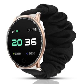 Compatible with UMIDIGI Uwatch 2 Band, YOUkei Fabric Elastic Scrunchie Elastic Watch Band Women Cute Replacement Straps for UMIDIGI Uwatch2 Smartwatch (Black)