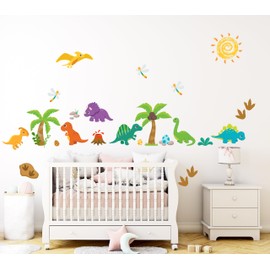Dinosaur Wall Stickers for Kids – Cute Cartoon Dino Decals – Removable Nursery & Bedroom Decor
