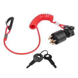 Acouto for Johnson Ignition Key Switch with Safety Lanyard 5005801 Ignition Kill Stop Switch with Key Lanyard Assembly Replacement for Johnson Evinrude Boat
