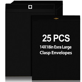 Motipuns 25 Pcs Clasp Envelope 14 x 18 Inch Large Manilla Envelopes with Clasp Closure for Mailing Thick Documents Home, Business, Legal or School Office Storing(Black)