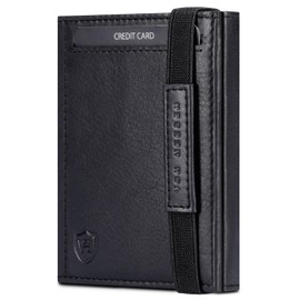 VON HEESEN slim wallet, smooth black, With XL coin compartment