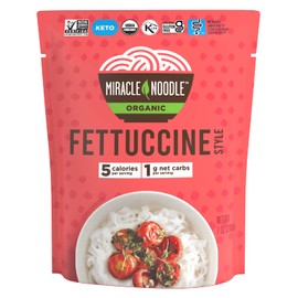 Miracle Noodle Ready to Eat Organic Fettuccine Pasta, 7 Oz (Pack of 6), Plant Based Shirataki Konjac Noodles, 5 Calories, 1g Net Carbs Per Serving, Keto, Gluten-Free