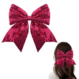 Bling Big Hair Bow Accessories Pink Sparkly Bow Hair Barrette Clip for Thin Thick Hair Bow Clips for Women Girls Glitter Hair Clip Hairpin Large Hair Bows for Women Clip Alligator Hair Clip Bows