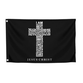 3x5 Feet Names of Jesus Flags with Two Brass Grommets - Jesus Christ American Flags for Outside or Inside - Christian Jesus Bedroom Wall Decoration - Decoration Inspirational Wall Art for Room