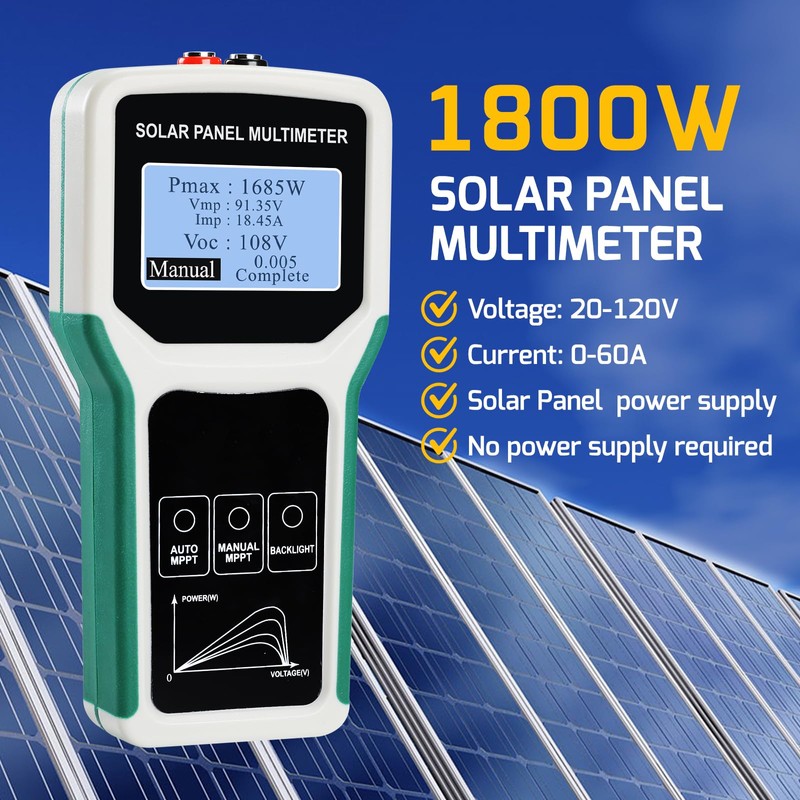 1800W Solar Panel Tester Photovoltaic Multimeter with Smart MPPT Detection