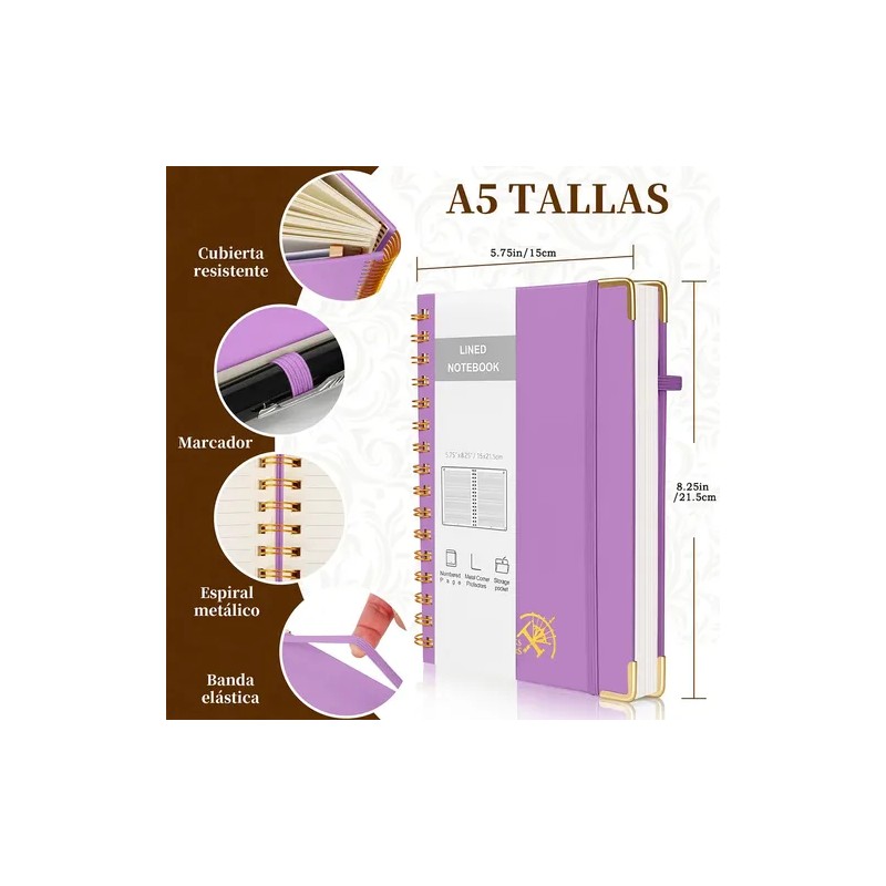 2pcs Libreta Pasta Dura, Cuaderno Profesional Libreta Morado