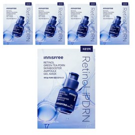 Innisfree Retinol Green Tea PDRN Skin Booster Ampoule Gel Mask, 25ml, 5 Sheets