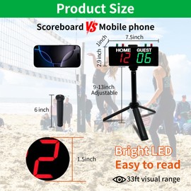YZ Battery Powered Scoreboard Clock Timer with Buttons, Portable Digital Scoreboard with Remote, Electronic Scoreboard with Stand, Cornhole Score Keeper for Outdoor Yard Games/Shuffleboard/Pickleball