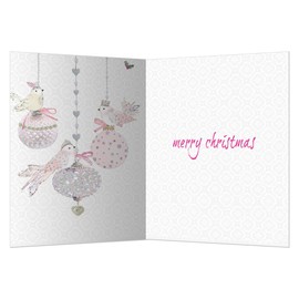 Tree-Free Greetings Holiday Greeting Cards, Bird Ornament Merry Christmas, Vintage Brown Recycled Paper, Boxed Note Card Set, 10-Pack (HB93305)