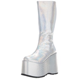 Ellie Shoes Women's 500-AMARA Fashion Boot, Silver Hologram, 8 M US