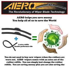 AERO Voyager 16" + 16" Premium All-Season OEM Quality Windshield Wiper Blades with Extra Rubber Refill + 1 Year Warranty (Set of 2)