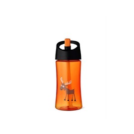 Carl Oscar Funny children's drinking bottle with handle, the bottle can be held upright while drinking 0,35 L in orange