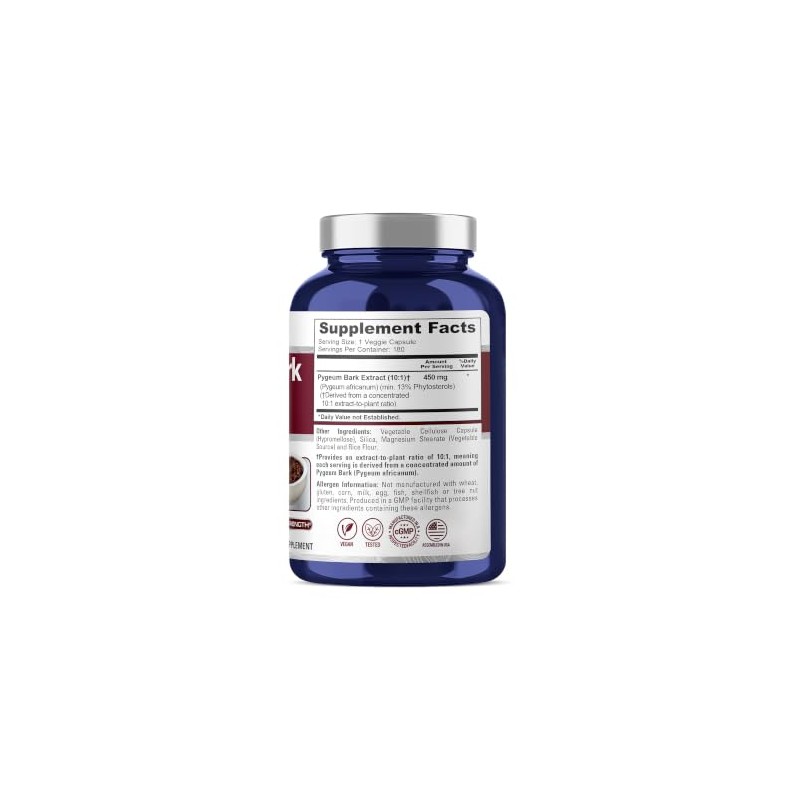 Pygeum Bark 4500mg 180 cápsulas vegetales (sin OMG y sin