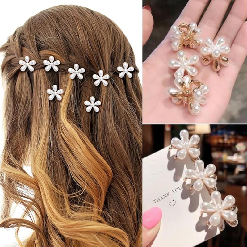 10 Pinzas Cabello Accesorio Broche Flor de Perlas Peinado Elegante