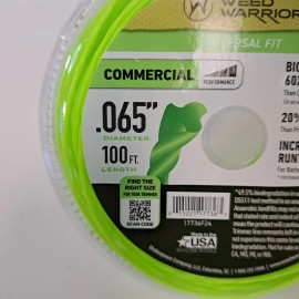 Weed Warrior .065 Inch X 100 FT. Commercial Trimmer Line -Green (Universal Fit)