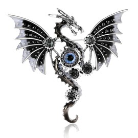 Vintage Punk Mechanical Flying Dragon Brooch for Women Enamel Flying Dragon Brooch Domineering Flying Dragon Brooch Personality for Men and Women Clothing Hat Bag Accessories (Grey)