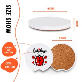 BJDAMAI 2 Pack Ladybugs Car Cup Holder Coaster, Cute Ladybugs Car Interior Accessories Drink Coaster for Women & Men, Ladybugs Lovers Themed Gifts Stuff Accessories Things Merchandise Items!