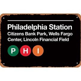 Yzixulet Philadelphia Pro Sports Venue Subway Sign Canvas Print Metal Tin Sign Vintage 8x12 Inch 8 x 12 Inch