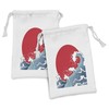 Ambesonne Japanese Wave Fabric Pouch Set of 2, Big Red