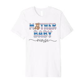 Mother Baby Nurse Bear MBU Blanket Stripe Work Postpartum Premium T-Shirt
