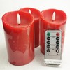 HEIOKEY 3 Pack Red Flickering Flameless Candle Set, Battery Operated