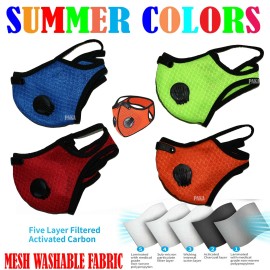 RED Reusable Protective Face Mask with 2 Valve and Active Carbon filter WASHABLE