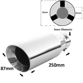 Rumplex Exhaust Trim Round Stainless Steel Sports Exhaust Tailpipe End Pipe Trim Exhaust Tips Tailpipe Trim Silencer Tip Universal Exhaust Pipe Chrome Rustproof