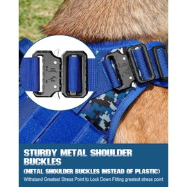 PETNANNY Tactical Service Dog Vest - No-Pull Emotional Support Harness with Hook & Loop Patches & Molle System for Training & Hunting (Navy Blue Camo, Large)