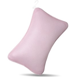 3D Bath Pillow for Bathtub - Breathable Mesh Tub Pillow for Head and Neck, Rectangular BathPillow with 2 Strong Suction Cups, Ergonomic Luxury Bath Pillow for Optimal Neck Relaxation(Pink)