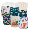 babygoal Reusable Cloth Diapers 6 Pack+10pcs Inserts, One Size Adjustable
