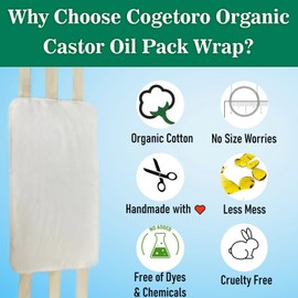 Castor Oil Pack Wrap with Organic Cotton Flannel, Less-Mess. Reusable Castor Oil Packs for Stomach, Castor Oil Compress with Six Adjustable Straps, Castor Oil Pack Kit