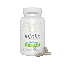 Nufolix Natural Hair Growth Supplement – Biotin, Zinc, MSM, Collagen, Saw Palmetto, Horsetail & Astaxanthin for Thicker, Fuller, Shiny Hair – Nourishes Follicles, Reduces Thinning – 60 Capsules