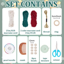 INFUNLY Christmas Macrame Ornaments Snowflake Macrame Decor Fairy Macrame Ornaments Handmade Woven Christmas Tree Hanger Boho Mini Macrame Wall Hanging for Christmas Home