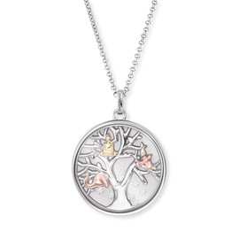 Engelsrufer ERN-FLYTREE-ZI-TR Women's Necklace with Tree of Life Pendant in Sterling Silver with Cubic Zirconia in Tricolour Length 42 + 4 + 4 cm, Sterling Silver, Cubic Zirconia